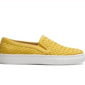 M. Gemi Pale Yellow Woven Leather Slip On Loafer Flat Sneaker 38